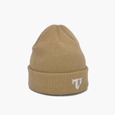 ISO9001 Brown Beanie Hats Embroidery Logo 58Cm Winter Hat For Adult