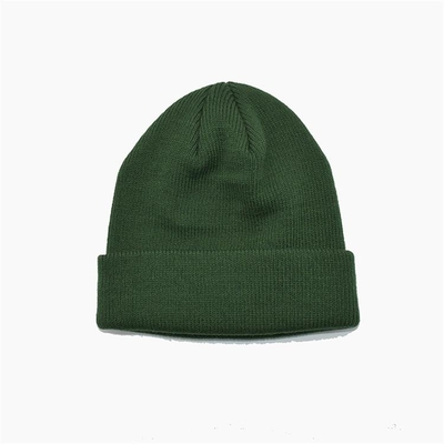 OEM Unique Green Knit Beanie Hats With Embroidery Pattern