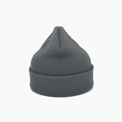 Unisex Gray Acrylic Polyester Knit Beanie Hats Personalized Color