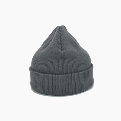 Unisex Gray Acrylic Polyester Knit Beanie Hats Personalized Color