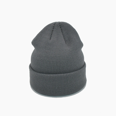 Unisex Gray Acrylic Polyester Knit Beanie Hats Personalized Color