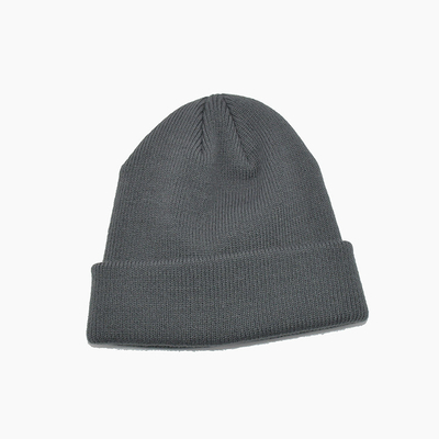 Unisex Gray Acrylic Polyester Knit Beanie Hats Personalized Color