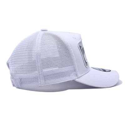 Yellow Brim Mesh 5 Panel Metal Plate Hat Sport Trucker Hat 6 Eyelets Embroidered