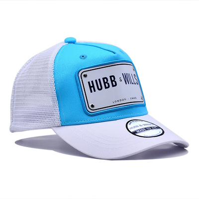 Unisex 5 Panel Trucker Cap Cotton Trucker Hats Pre Curved Visor Sweatband