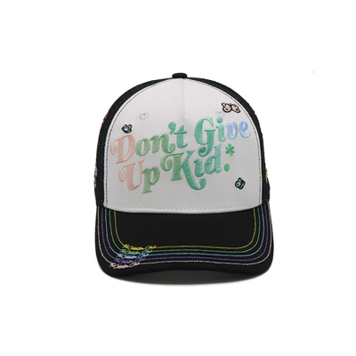 Custom 5 Panel Trucker Cap 3d Puff Embroidery Patch Logo Mesh Snap Back Truck Cap