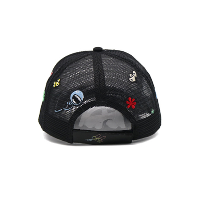 Custom 5 Panel Trucker Cap 3d Puff Embroidery Patch Logo Mesh Snap Back Truck Cap