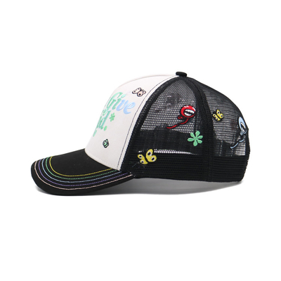 Custom 5 Panel Trucker Cap 3d Puff Embroidery Patch Logo Mesh Snap Back Truck Cap