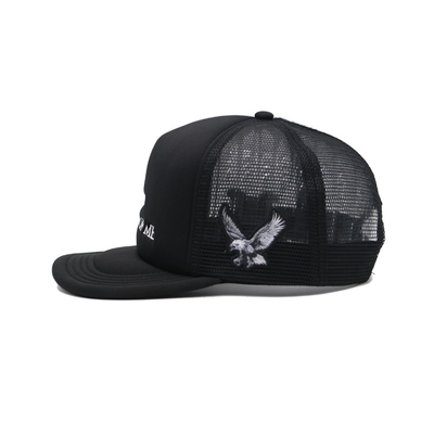 Fashion Outdoor National Tide Style Flat Brim Trucker Hats With Embroidered Logo 6 Eyelets