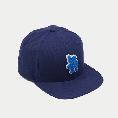 Personalized Flat Brim Snapback Hats Snap Button Adjustable Navy Blue Towel Embroidered