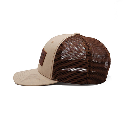 Customized High Grade Mesh Trucker Cap Leather Patch Baseball Cap