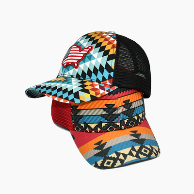 Digital Printing 6 Panels Top Baseball Trucker Hat High Profile Crown