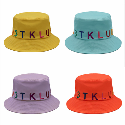 Bucket hat cotton customized logo embroidered outdoor Sun hat