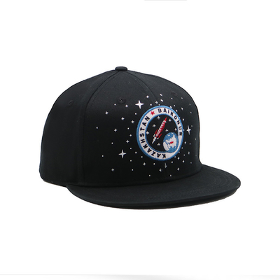 Custom Embroidery Logo Flat Brim Unstructured 6 Panel Cap Cotton Snapback Hats Unstructured Flat Brim Snapback Caps