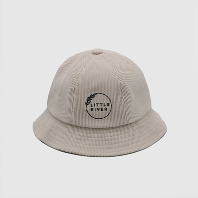 Latest Fashion  Daily Cartoon Embroidery Cotton Fisherman Hat Outdoor Sun Protection Beige Corduroy Bucket Hat