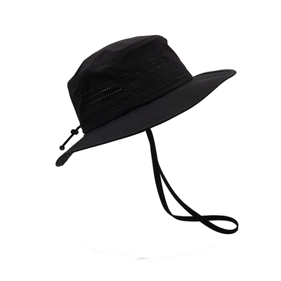 Unique design cotton fishing cap bucket hat string black waterproof fashionable bucket hat with drawstring