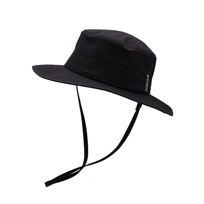 Unique design cotton fishing cap bucket hat string black waterproof fashionable bucket hat with drawstring