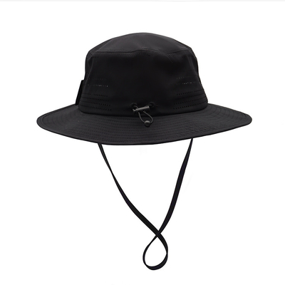 Unique design cotton fishing cap bucket hat string black waterproof fashionable bucket hat with drawstring