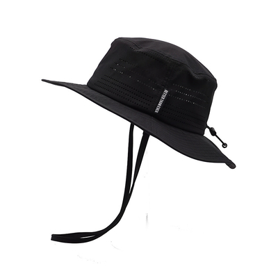 Unique design cotton fishing cap bucket hat string black waterproof fashionable bucket hat with drawstring