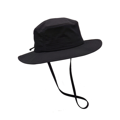 Unique design cotton fishing cap bucket hat string black waterproof fashionable bucket hat with drawstring