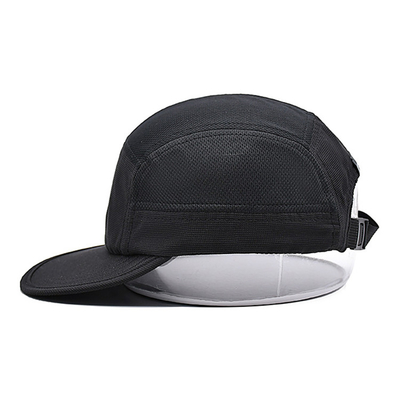 Custom Breathable Mesh Running Hat 5 Panel Nylon Camper Cap With Embroidery