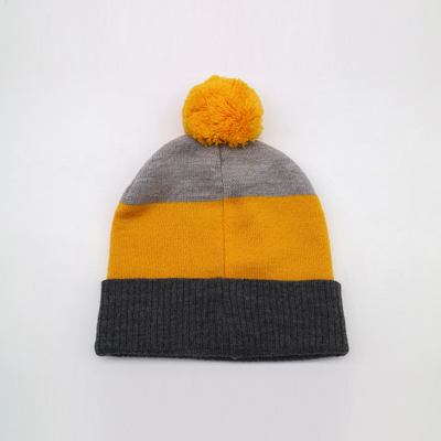 Lightweight 58CM Knit Beanie Hats For Winter Season In Black Grey Yellow