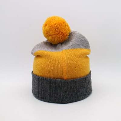 Lightweight 58CM Knit Beanie Hats For Winter Season In Black Grey Yellow