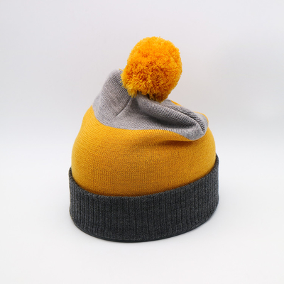 Lightweight 58CM Knit Beanie Hats For Winter Season In Black Grey Yellow