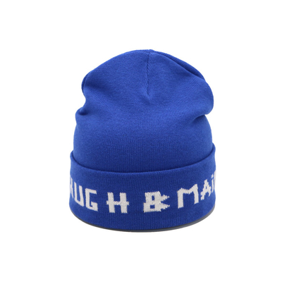 Casual Custom Beanie blue embroidery logo Hats Thick, Soft &amp; Warm Chunky