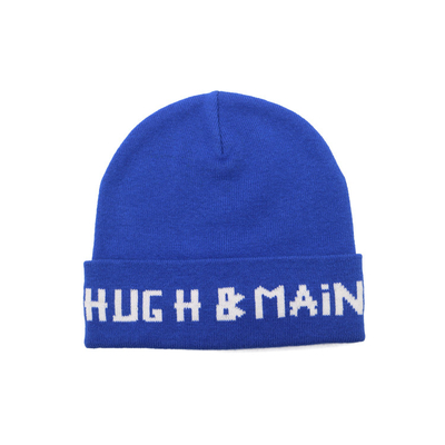 Casual Custom Beanie blue embroidery logo Hats Thick, Soft &amp; Warm Chunky