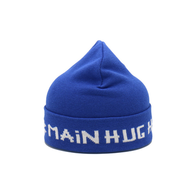 Casual Custom Beanie blue embroidery logo Hats Thick, Soft &amp; Warm Chunky