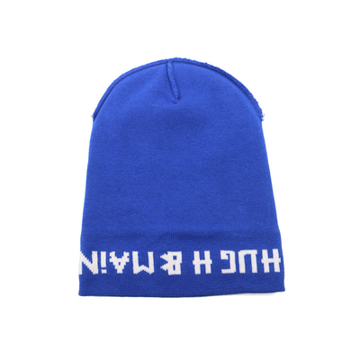 Casual Custom Beanie blue embroidery logo Hats Thick, Soft &amp; Warm Chunky