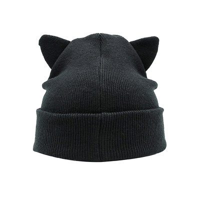 Winter Polyester Fabric Style Knit Cat Ear Hat Cute Beanie Hats Warm Slouchy Hat