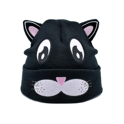 Winter Polyester Fabric Style Knit Cat Ear Hat Cute Beanie Hats Warm Slouchy Hat