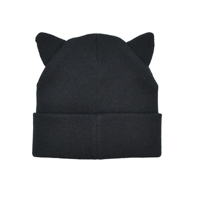 Winter Polyester Fabric Style Knit Cat Ear Hat Cute Beanie Hats Warm Slouchy Hat