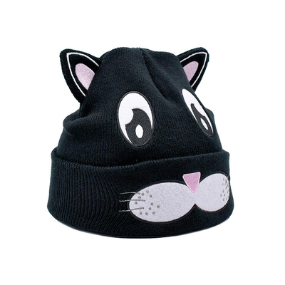 Winter Polyester Fabric Style Knit Cat Ear Hat Cute Beanie Hats Warm Slouchy Hat