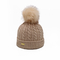 Embroidery Unisex Knit Beanie Hats In White Chunky Cable Knit Pompom Soft Warm Hat