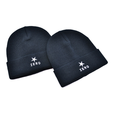 OEM Polyester 58CM Knit Beanie Hats With Custom Embroidery logo