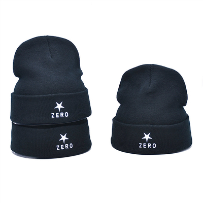 OEM Polyester 58CM Knit Beanie Hats With Custom Embroidery logo