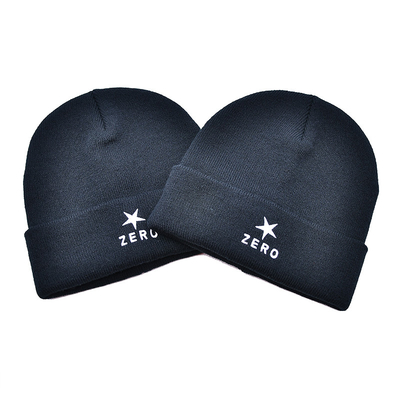 OEM Polyester 58CM Knit Beanie Hats With Custom Embroidery logo