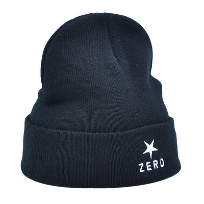 OEM Polyester 58CM Knit Beanie Hats With Custom Embroidery logo