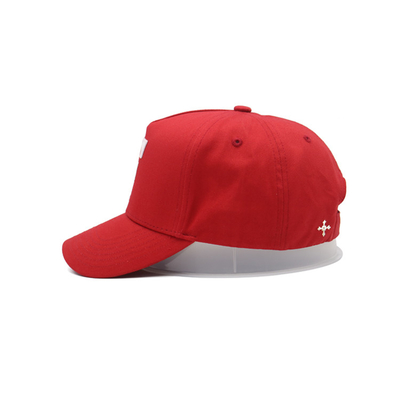 Classic Curved Visor Five Panel Baseball Cap With 4 Eyelets Red