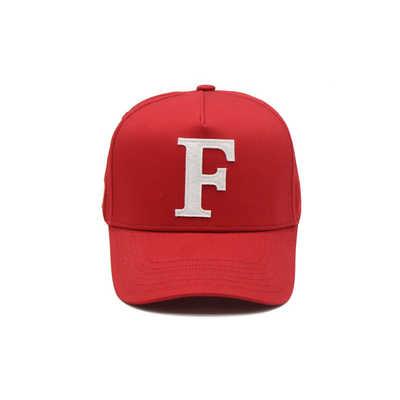 Classic Curved Visor Five Panel Baseball Cap With 4 Eyelets Red