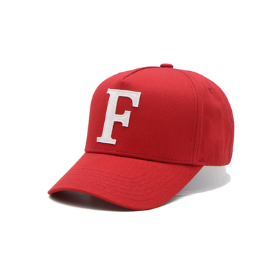 Classic Curved Visor Five Panel Baseball Cap With 4 Eyelets Red