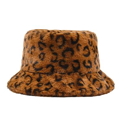 Autumn and winter new Bucket hat plush color leopard print tie dye basin hat warm hat