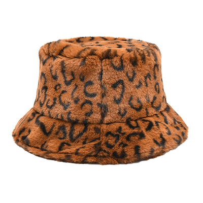 Autumn and winter new Bucket hat plush color leopard print tie dye basin hat warm hat