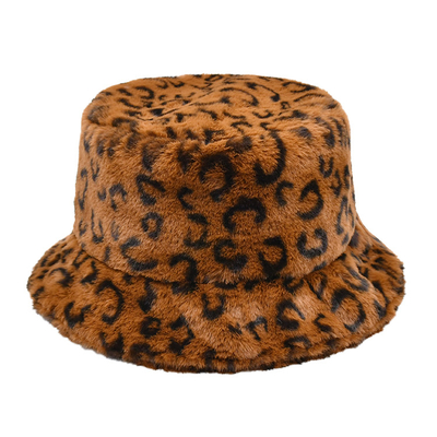 Autumn and winter new Bucket hat plush color leopard print tie dye basin hat warm hat