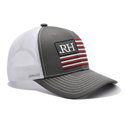 Customized National Flag Embroidered Trucker Cotton-Front Cap