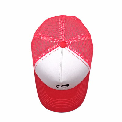 White and Pink Human Head Cotton Trucker Mesh Cap Embroidered Logo