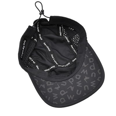 5 Panel Camper Hat with Sports Mesh Sweatband and Flat Brim Shape Laser Cutting Panel