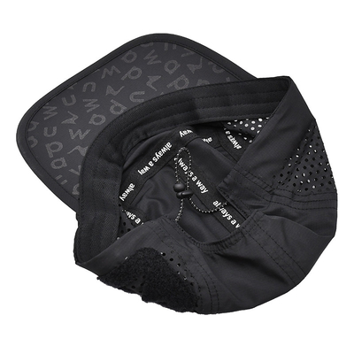 5 Panel Camper Hat with Sports Mesh Sweatband and Flat Brim Shape Laser Cutting Panel